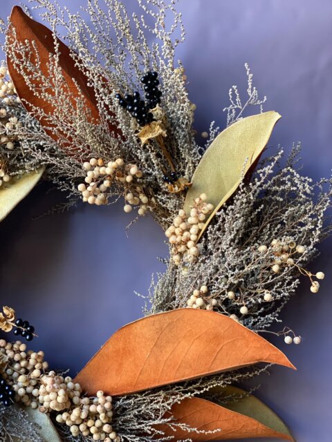 “Magnolia”  -witer wreath-